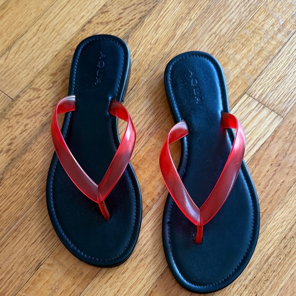 Aqua Women's Vibrant Red and Sleek Black Sandals